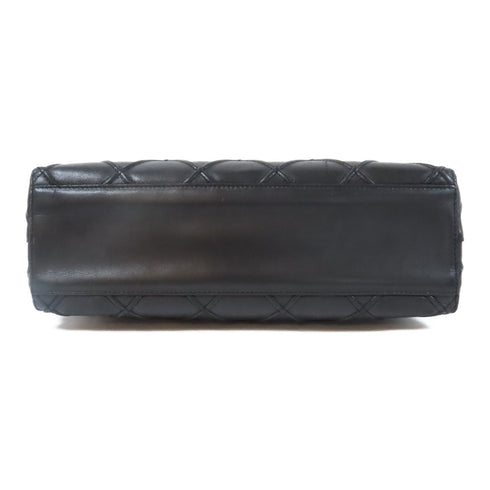 CHANEL Quilted CC SHW Shoulder Bag Calfskin Leather Black v1