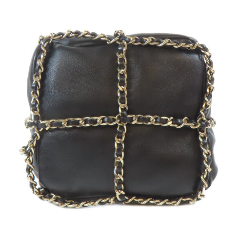 CHANEL CC GHW Bucket Bag Shoulder Bag Calfskin Leather Black