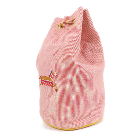 HERMES Epopee Duffle Bag Shoulder Bag Canvas Red Yellow White