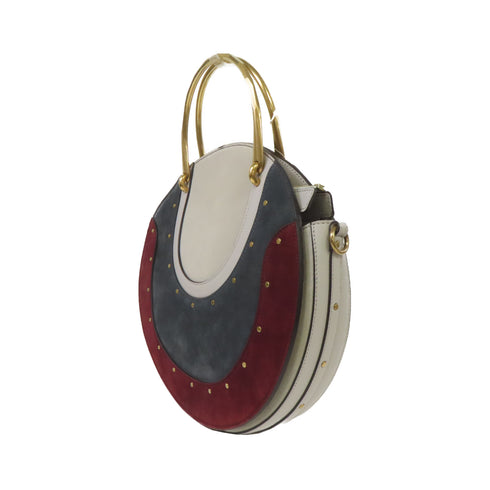 Chloe GHW 2 Way Shoulder Bag Handbag Calfskin Leather Grey/Blue/Red