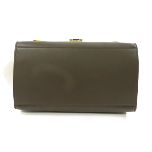 CELINE GHW Tapeze 2way Shoulder Bab Calfskin Leather Yellow Beige Brown