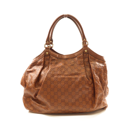 GUCCI GG GHW Shoulder Bag Calfskin Leather 211943 Brown