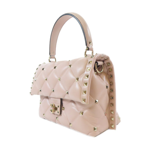 Valentino GHW 2way Shoulder Bag Handbag Lambskin Leather Pink