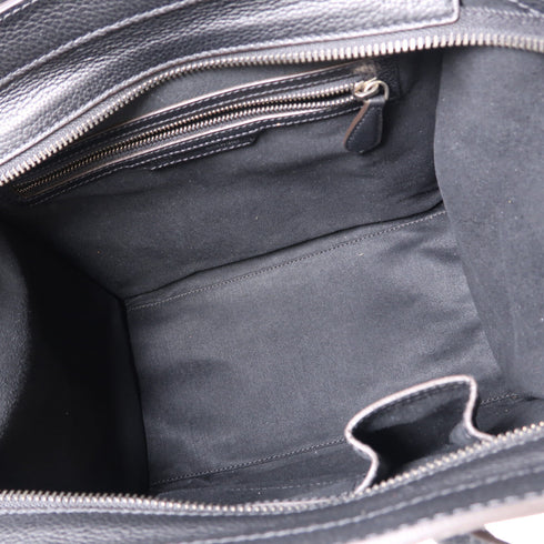 CELINE SHW Mini Luggage Tote Shoulder Bag ATY112 Calfskin Leather Black