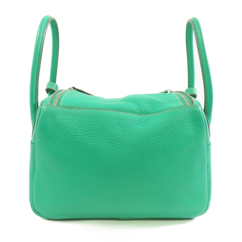 HERMES PHW Lindy 26 2way Shoulder Bag Taurillon Clemence Leather Green