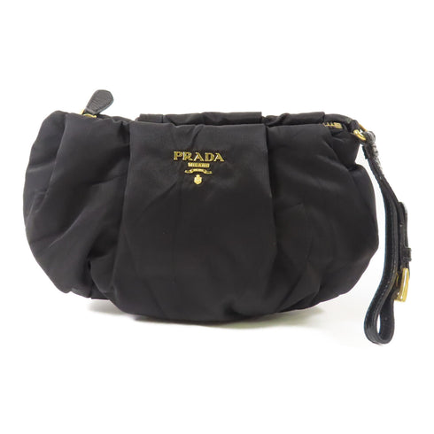 PRADA GHW Wrist Pouch Clutch Bag 1N1407 Nylon Black