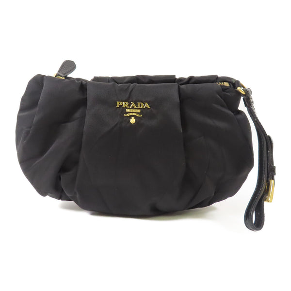PRADA GHW Wrist Pouch Clutch Bag 1N1407 Nylon Black