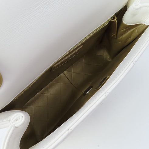 CHANEL Quilted CC GHW SHW Flap Bag 2022 Chain Shoulder Lambskin Leather White