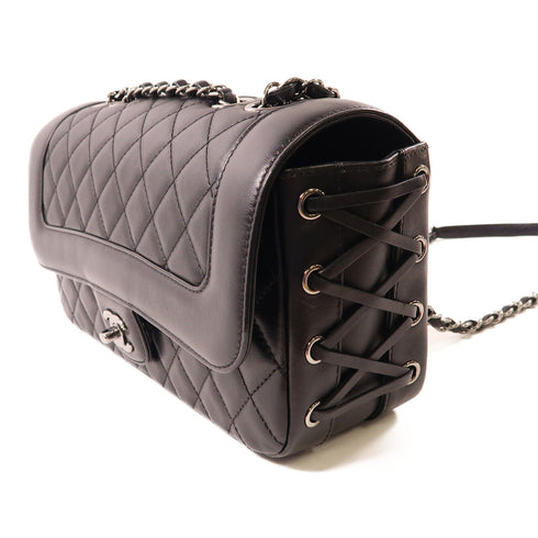 CHANEL CC SHW Chain Shoulder Bag Calfskin Leather Black v11