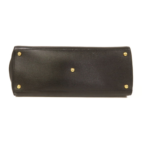 FENDI GHW 2 Jours 2 Way Shoulder Bag Handbag 8BH250 Calfskin Leather Black