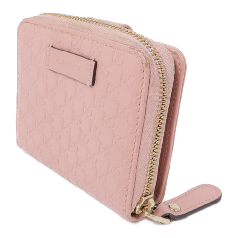 GUCCI GG GHW Microguccissima Wallet Calfskin Leather Pink