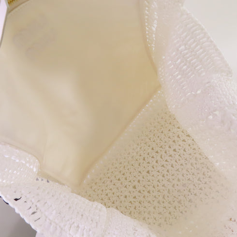 Miu Miu GHW Tote Bag Shoulder Bag PVC 5 BG 230 White