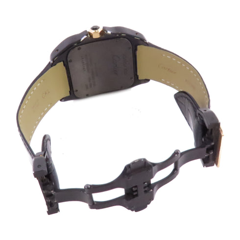 CARTIER Santos 100 Carbon Automatic Watch 18K Rose Gold SS W2020009 Black