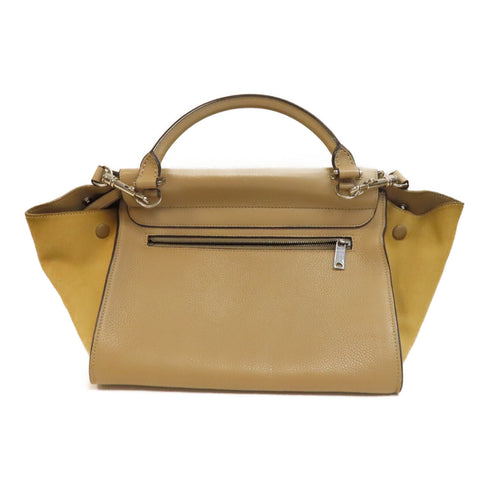 CELINE SHW Trapeze 2Way Shoulder Hand Bag Calfskin Leather Beige