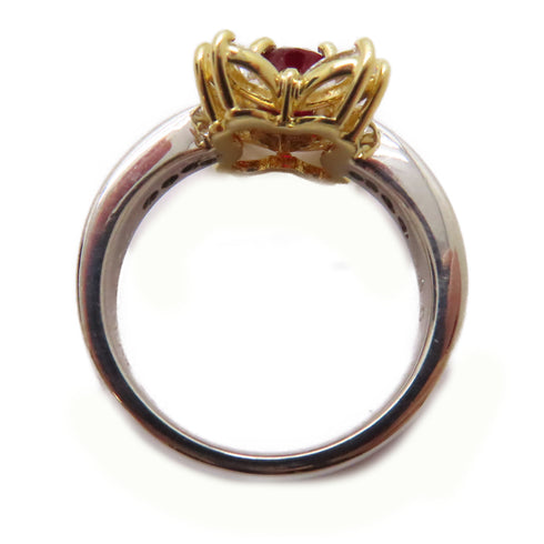 FINE JEWELRY 0.63ct Ruby 0.80ct Diamond Ring 18K White Gold PT900 Platinum US#6