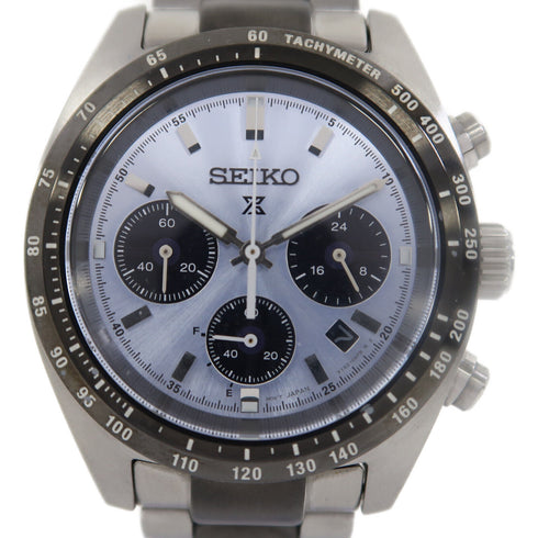 SEIKO Speedtimer Solar Chronograph Quartz Watch SBDL093 Stainless Steel Blue
