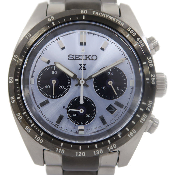 SEIKO Speedtimer Solar Chronograph Quartz Watch SBDL093 Stainless Steel Blue