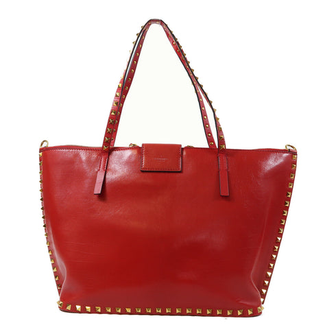 Valentino GHW 2 Way Shoulder Bag Handbag Calfskin Leather Red