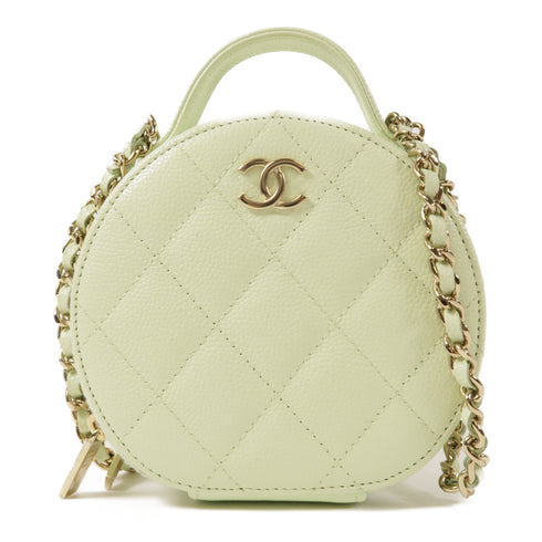 CHANEL CC GHW Mini Round Vanity 2 Way Shoulder Bag Green AP2502
