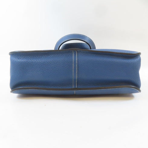 HERMES PHW Halzan 31 2 Way Shoulder Handbag Clemence Leather Blue