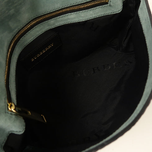 BURBERRY GHW Shoulder Bag Calfskin Leather Blue