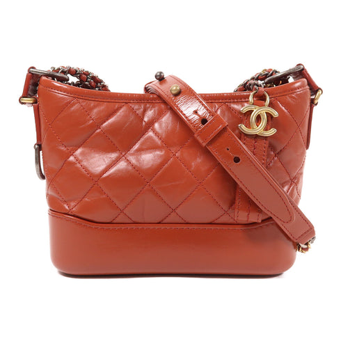 CHANEL CC Gabrielle Small Chain Shoulder Bag Calfskin Leather Red