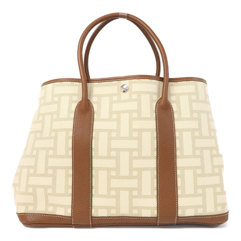 HERMES PHW Garden Party PM Hand Bag/Tote Bag Canvas Gold/Beton