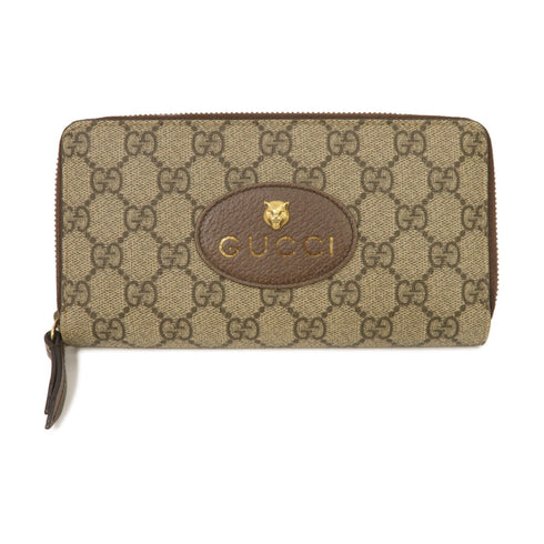 GUCCI GG GHW Long Wallet 473953 Coated Canvas Brown