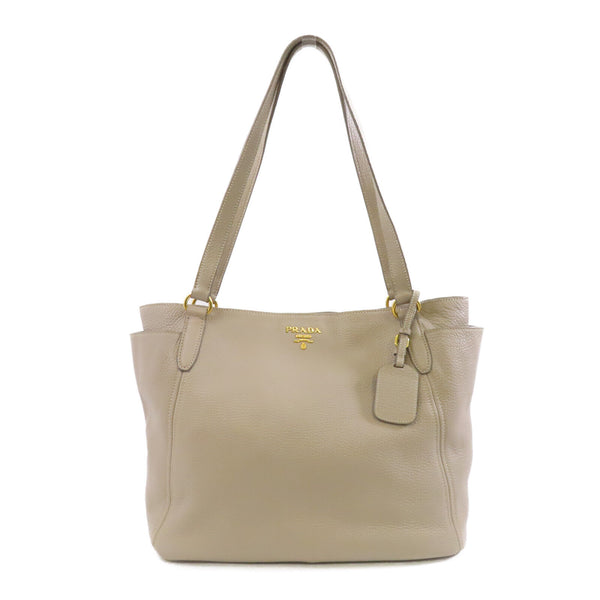 PRADA GHW Shoulder Tote Bag BR4970 Calfskin Leather Gray
