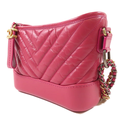 CHANEL CC Gabrielle Small Chain Shoulder Bag Calfskin Leather Pink