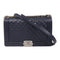 CHANEL CC SHW Boy 28 Shoulder Bag Lambskin Leather Navy