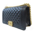 CHANEL Quilted CC GHW Boy Chanel Chain Shoulder Bag 67086 Calfskin Leather Black