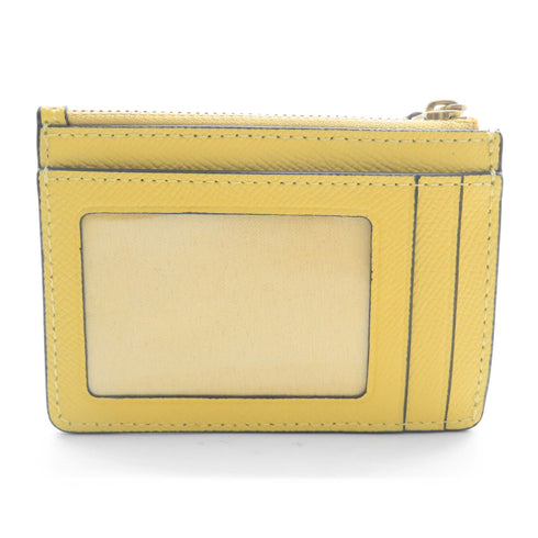 COACH GHW Card Case Calfskin Leather Yellow