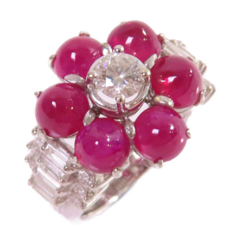 Fine Jewelry Ruby Diamond Ring US #6.5 18K White Gold