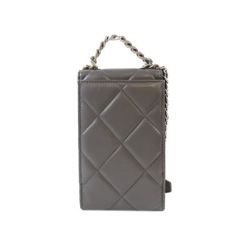 CHANEL Quilted CC SHW GHW 19 Phone Bag Chain Shoulder Bag AP1773 Lambskin Gray