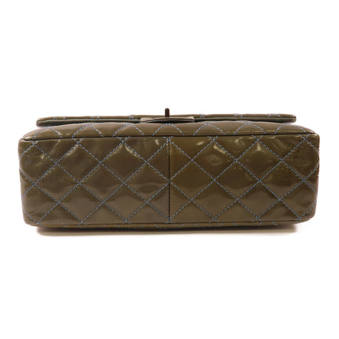 Chanel CC 2.55 Chain Shoulder Bag Patent leather Olive Green/Blue