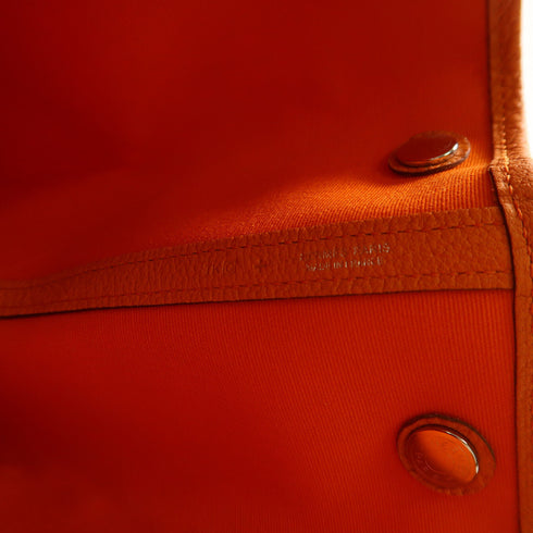 HERMES PHW Garden Party PM Tote Bag Handbag Canvas Orange