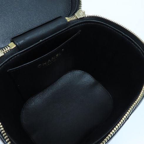 CHANEL Quilted CC GHW Trendy CC Vanity Case 2 Way Handbag AS1626 Lambskin Black
