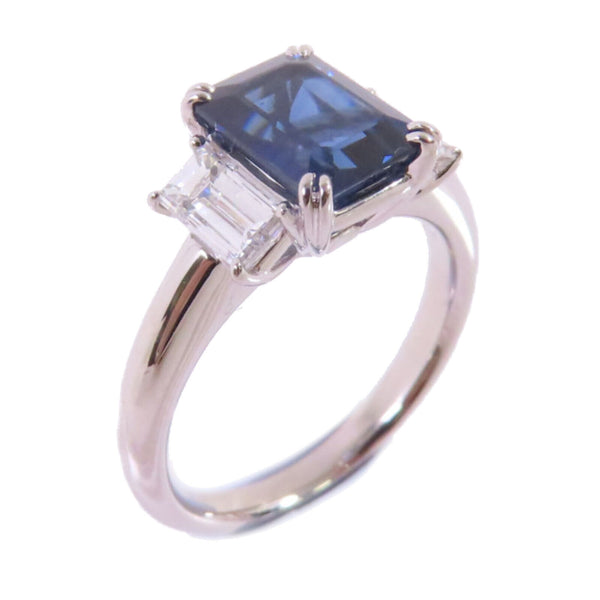 FINE JEWELRY 4.35ct Sapphire 0.86ct Diamond Ring US#6 PT900 Platinum