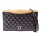 CHANEL Quilted CC SHW Chain Shoulder Bag Calfskin Leather Black Beige