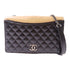 CHANEL Quilted CC SHW Chain Shoulder Bag Calfskin Leather Black Beige
