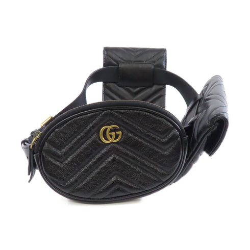 GUCCI GG GHW GG Marmont Belt Bag Belt Size 85 Calfskin Leather Black