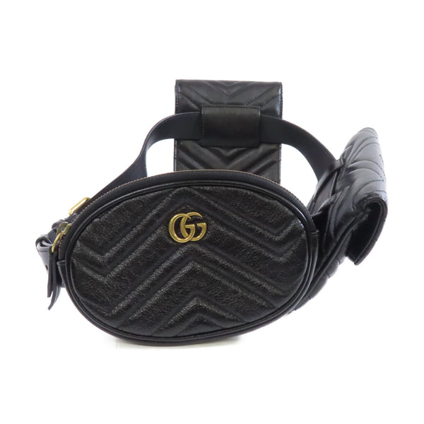 GUCCI GG GHW GG Marmont Belt Bag Belt Size 85 Calfskin Leather Black