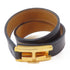 HERMES Drag Double Tour Bangle Swift Leather Black Noir Gold #13.5cm