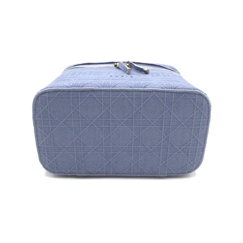 Christian Dior CD SHW Vanity Case Cosmetic Bag Handbag Canvas Blue