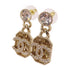 CHANEL CC GHW CC Earrings B24C Metal Rhinestones Gold Tone Color