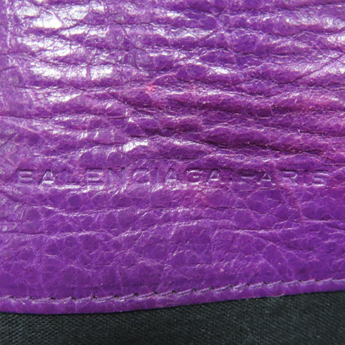 BALENCIAGA GHW City Long Wallet Lambskin Leather Purple