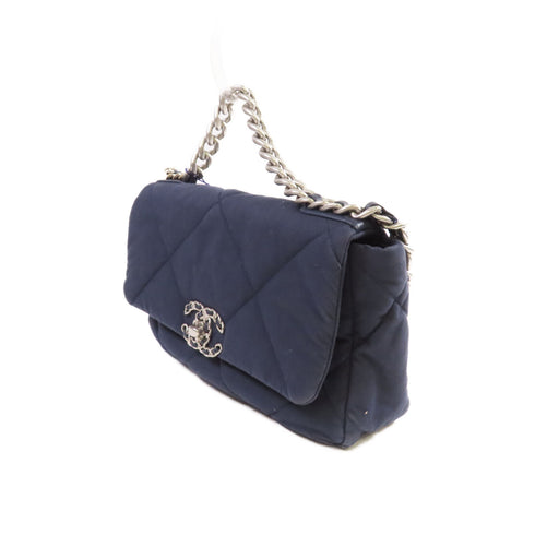 CHANEL Quilted CC Chanel 19 Chain Shoulder Bag Handbag Canvas Navy