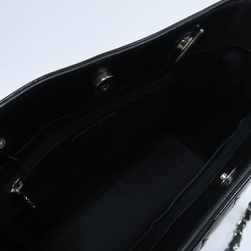 CHANEL Quilted CC SHW Chain Shoulder Bag Patent Leather Black