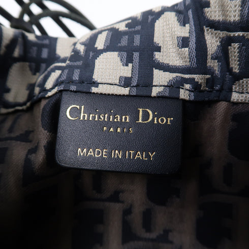 Dior Net Tote Bag Calfskin Leather Nylon Navy Black